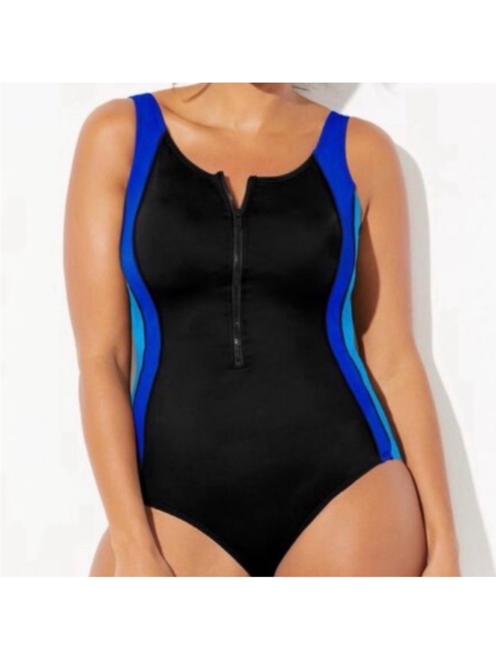 MONDAY SALE 🎉! NWT Sporty Active Zip Front Swimsuit One Piece Plus Size 20.